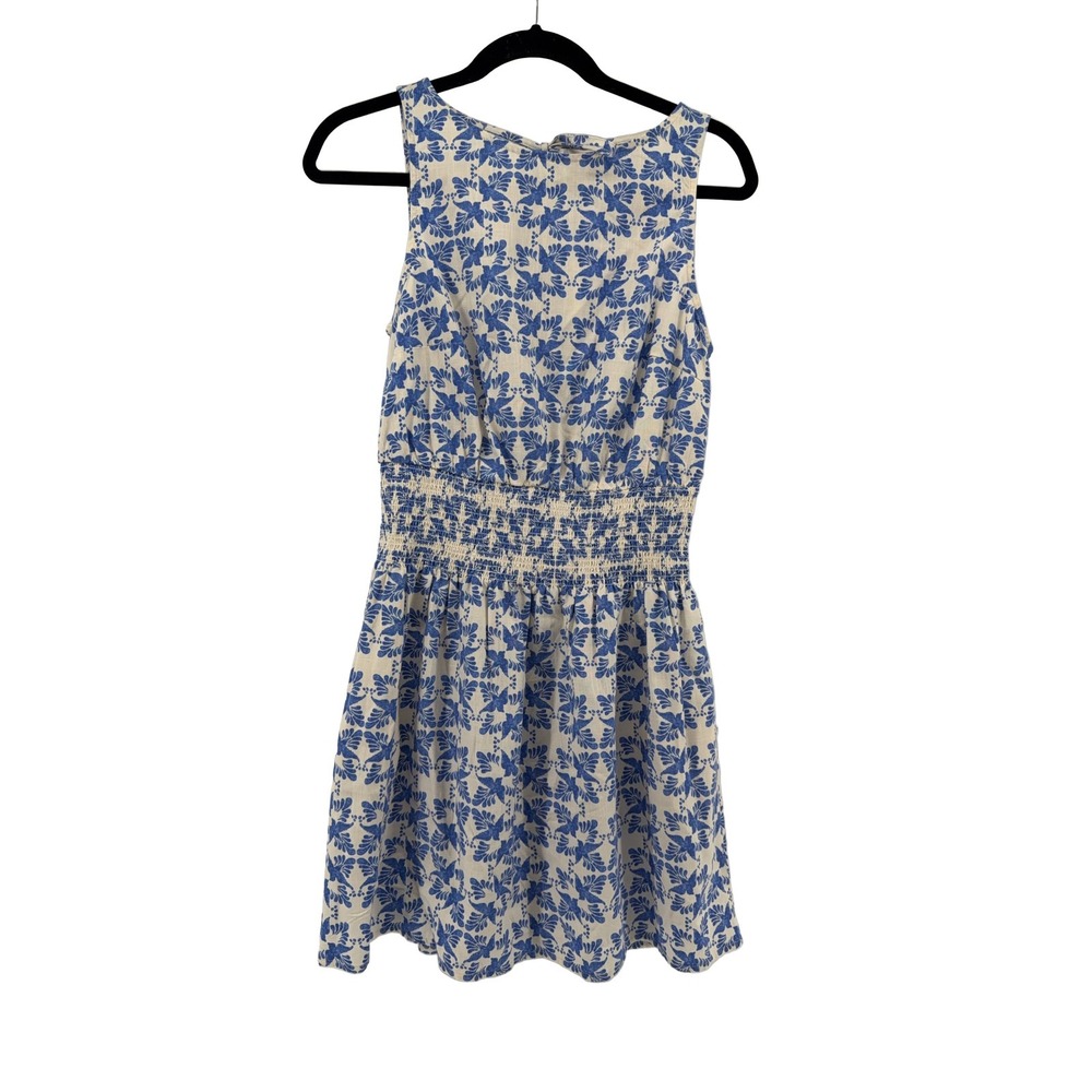 Universal Thread Smocked Waist Sleeveless Dress Women's S Blue Bird‎ Floral Mini